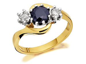 9ct Gold Sapphire And Diamond Trilogy Crossover