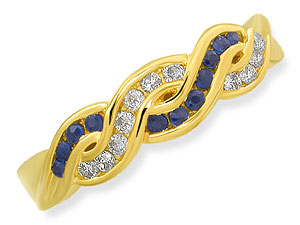 9ct gold Sapphire and Diamond Wavy Half Eternity Ring 048109-J