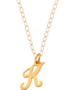 9ct Gold Scroll Initial Pendant - Letter K