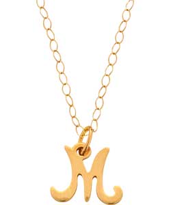 9ct Gold Scroll Initial Pendant - Letter M