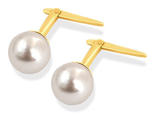 9ct Gold Simulated Pearl Andralok Earrings 5mm