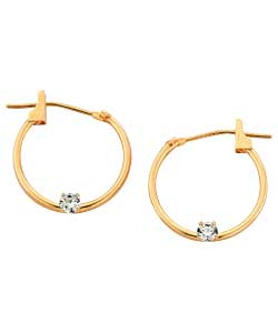 9ct Gold Single Cubic Zirconia Hoop Creole