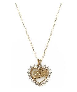 9ct gold Sister Diamond Set Heart Pendant