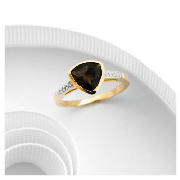 9ct gold smoky quartz and diamond ring N