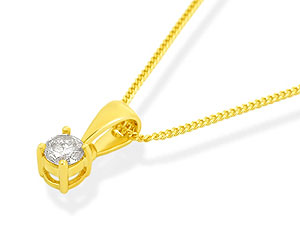 9ct gold Solitaire Diamond Pendant and Chain 045654