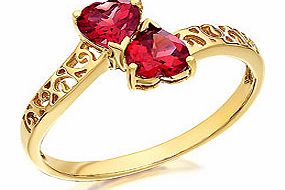 Two Touching Garnet Heart Ring - 180928