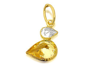 Yellow And White Cubic Zirconia Duck