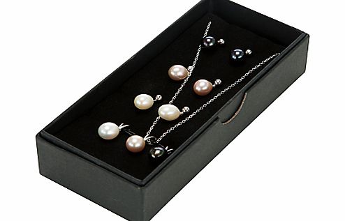 A B Davis Sterling Silver Multi-Pearl Drop Stud