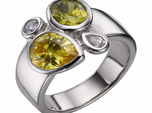 A B Davis Sterling Silver Peridot And Citrine Ring