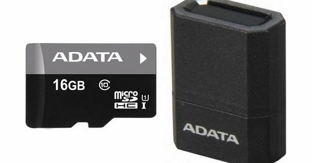 A-Data 16GB microSDHC UHS-1 CL10 memory card with USB