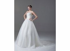 A-line Backless Strapless Pleat Cathedral Train