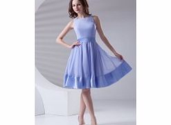 A-line Bateau Draped Knee-length Chiffon Dress