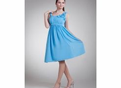A-line Pleated Straps Beading 3D-flower Draped
