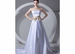 A-line Strapless Backless Pleat Bow Belt