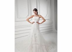 A-line Strapless Beading Lace Satin Wedding