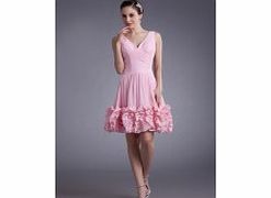 A-line V-neck Backless Pleat 3D-flower