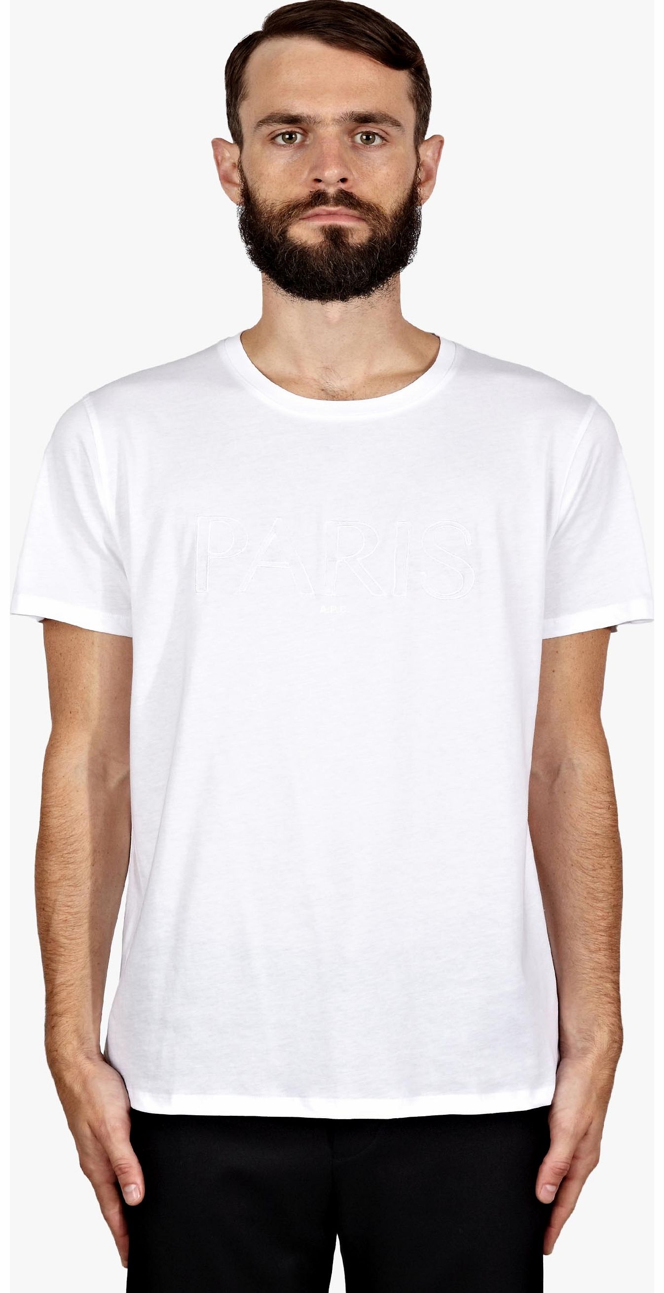 A.P.C. Mens White Paris Embroidered T-Shirt