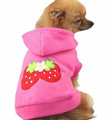 Small Strawberry Dog Cat Puppy Fleece Hoody Clothes Pet Apparel Dress Up - Pet Supplies by Accessorybee