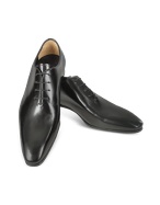 A.Testoni Black Brushed Calf Leather Lace-Up Shoes