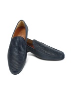 A.Testoni T-Way - Blue Woven Kidskin Loafer Shoes