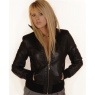 LADIES FITTED BLACK LEATHER BOMBER JACKET and#39;ROCK 1050and39;