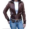 LADIES FITTED LEATHER BOMBER JACKET `OCK1050`