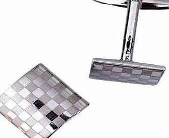 AAA A Mens Silver Square Checkerboard Cufflinks
