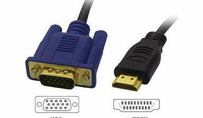 High Grade Textured Cable - VGA / SVGA to HDMI Cable - Gold Plated - Length: 1.8M - AAA Products