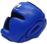 Deluxe Leather Boxing Head Guard Blue
