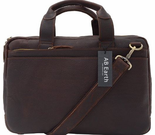 AB Earth Leather Mens Dark Brown Laptop Bag Briefcase Handbag Messenger,M36