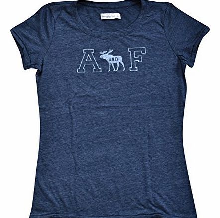Womens / Girls Designer Short Sleeve Cotton T-Shirt A AND F Navy Blue Small