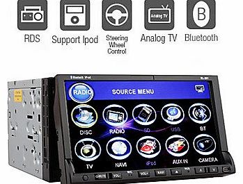 7-inch 2 Din TFT Screen In-Dash Car DVD Player With Bluetooth,TV,RDS,iPod-Input