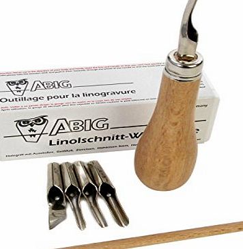 Abig Wooden Handle Lino Cutter amp; 5 Blades