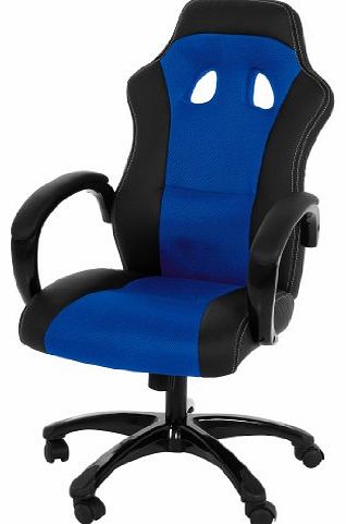 Imola 37957 Office Chair Faux Leather Cover Padded Arm Rests Approx 61 x 120 x 67 cm Black/ Mesh Blue