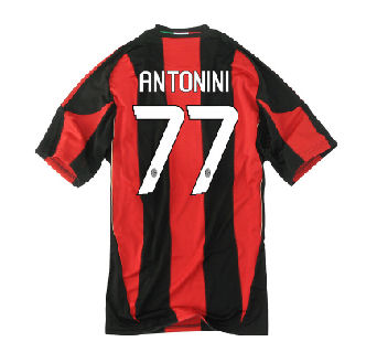 AC Milan Adidas 2010-11 AC Milan Home Shirt (Antonini 77)