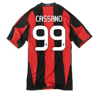 AC Milan Adidas 2010-11 AC Milan Home Shirt (Cassano 99)