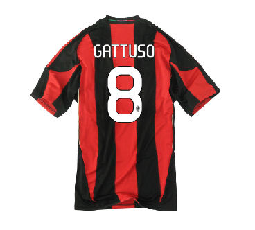 AC Milan Adidas 2010-11 AC Milan Home Shirt (Gattuso 8)