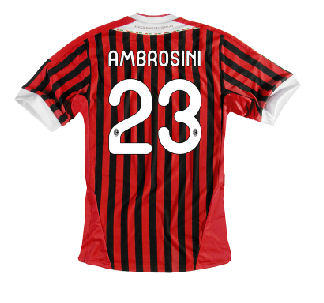 AC Milan Adidas 2011-12 AC Milan Home Shirt (Ambrosini 23)