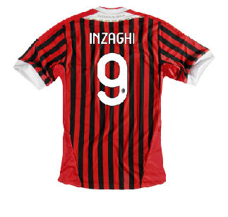 AC Milan Adidas 2011-12 AC Milan Home Shirt (Inzaghi 9)