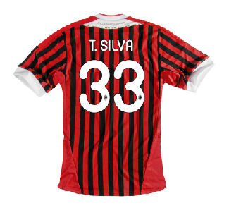 AC Milan Adidas 2011-12 AC Milan Home Shirt (T. Silva 33)