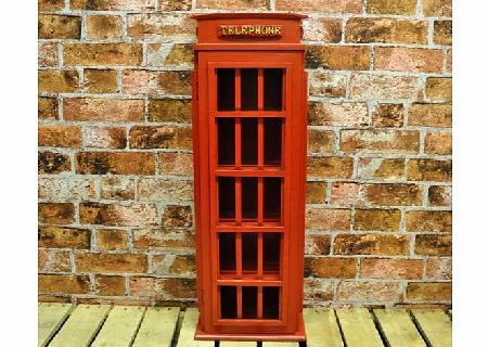 85cm Large Red Wooden Retro Red Telephone Box CD Rack Cabinet