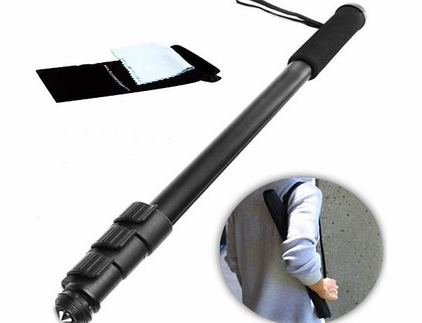Accessory Genie Light Weight , Collapsable Walking / Hiking Stick with Camera Mount , Comfortable Foam Grip amp; Wrist Strap - Includes Bonus Cleaning Cloth amp; Accessory Bag