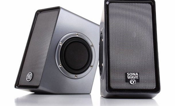 GOgroove SonaVERSE O2 2.0 USB Powered Multimedia Computer Speaker Stereo Set with Dual Passive Woofers amp; Volume Control for Laptop amp; Desktop Computers - Works with PC , Apple MAC , Dell , HP ,