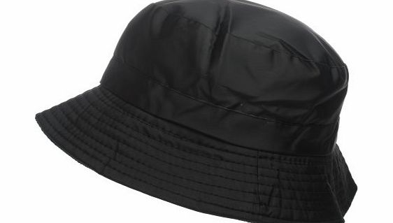 Accessoryo Unisex 58cm Plain Black Outdoor Shower Proof Festival Bucket Hat