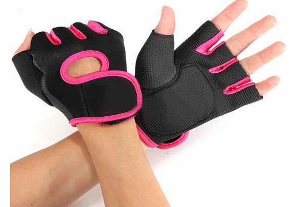 AccessoryStation Pink Half Finger Hot GYM Weightlifting Exercise Bike Motorcycle Motorbike Racing Sport Cycling Gloves,Size:M