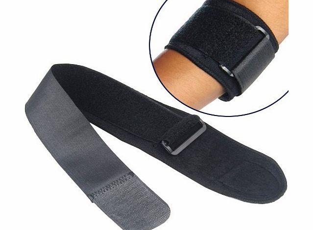 Accessotech Black Adjustable Tennis Fitness Elbow Support Strap Pad Neoprene Sport Golf Pain