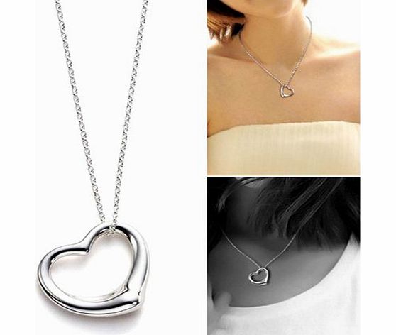 Accessotech Silver Plated Open Love Heart Pendant amp; Chain Necklace in Gift Bag Solid
