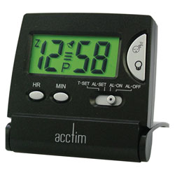 Acctim Black Mini LCD Flip Travel Alarm Clock