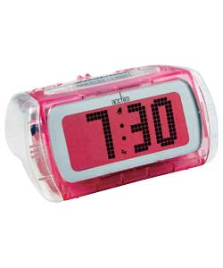 Dot Matrix Pink LCD Alarm Clock