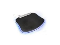 Accuratus Crosshair Mouse Mat USB 2.0 4 Port Hub with soft blue edge lighting.